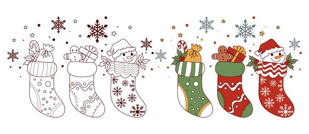 Vector de ilustración de las medias navideñas