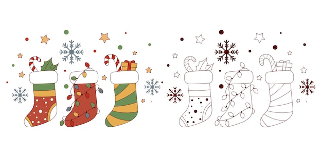 Vector de ilustración de las medias navideñas