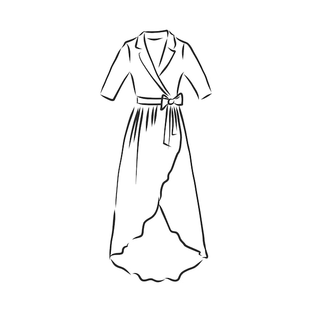 Vector de ilustración de moda Las mujeres visten la ilustración de esbozo de vector de vestido de verano