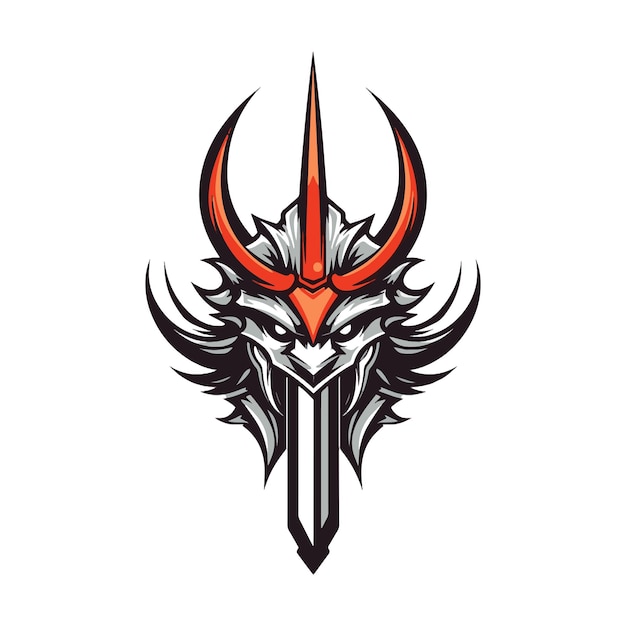 Un vector de ilustración moderna de la espada con fondo blanco