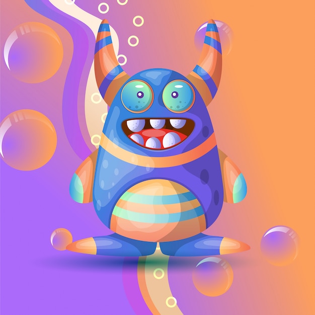 Vector de ilustración de monstruo dulce