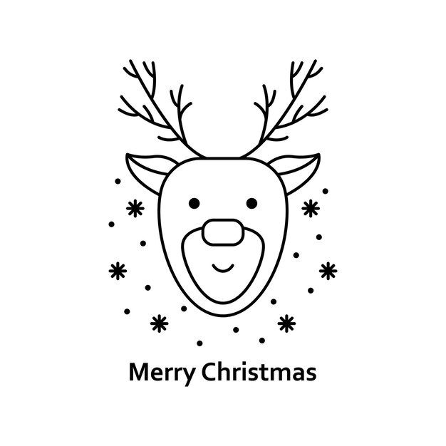 Vector ilustración de Navidad. Icono de esbozo de año nuevo. Ciervo de navidad