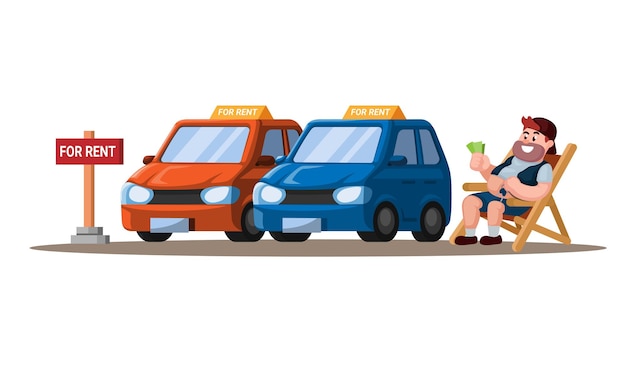 Vector vector de ilustración de negocios de transporte y viajes de alquiler de coches