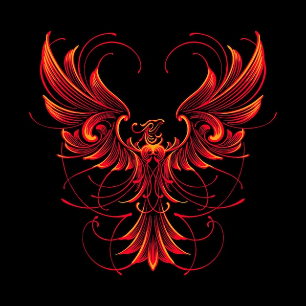 El vector de ilustración de ornamento de Phoenix