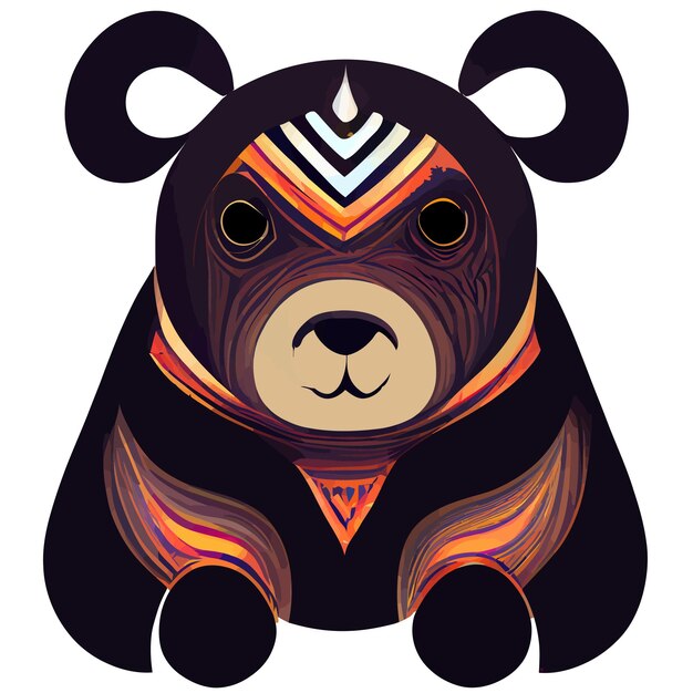 vector de ilustración de oso lindo aislado en blanco con estilo tribal bueno para logo