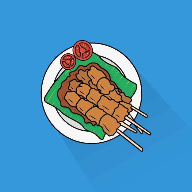 Vector de ilustración de Padang Satay en diseño plano