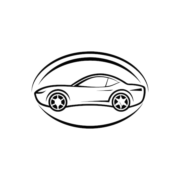 Vector de ilustración de la página de colorear del logotipo del coche