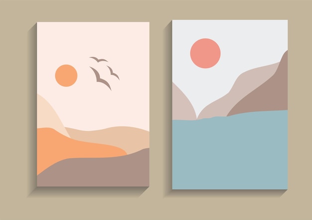 vector de ilustración de paisaje dibujado plano y básico minimalista