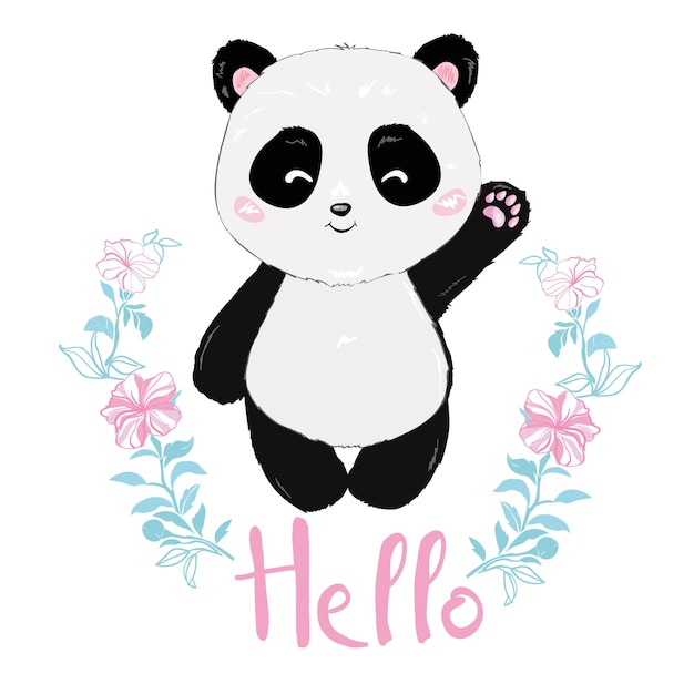 Vector de ilustración de panda, linda cabeza de panda aislada en fondo blanco