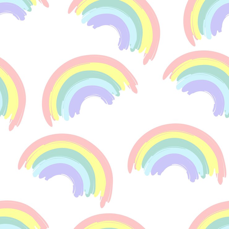 Vector vector de ilustración de patrones sin fisuras de arco iris lindo dibujo a mano