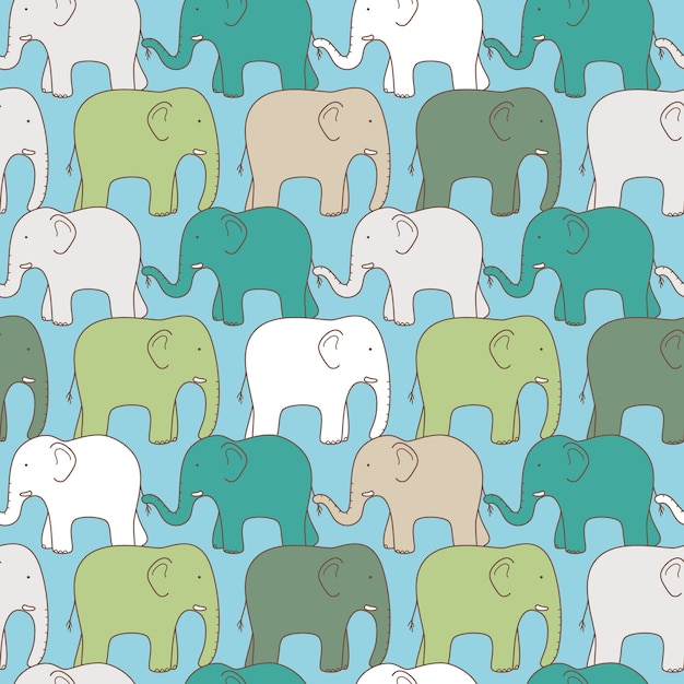 Vector ilustración de patrones sin fisuras con elefante