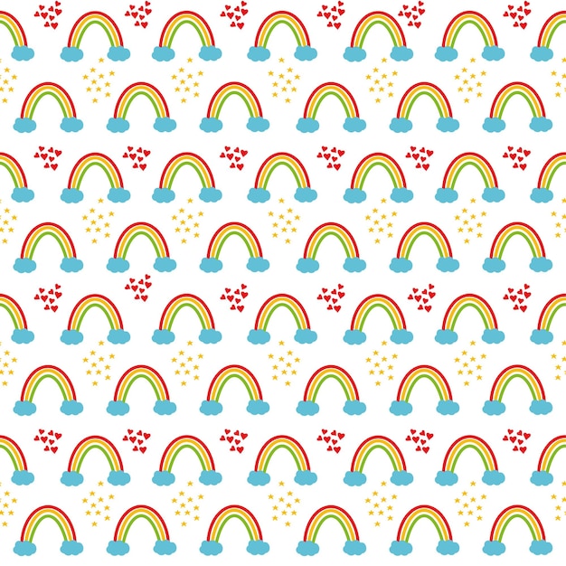 Vector de ilustración perfecta de patrón de arco iris de dibujo a mano