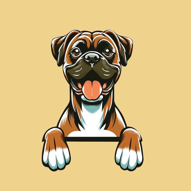Vector de ilustración de un perro boxeador mirando fijamente