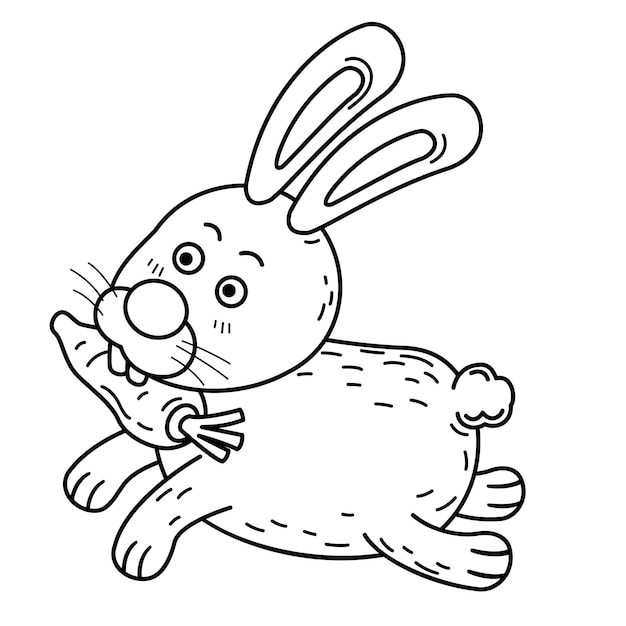 Vector de ilustración de personaje de conejo dibujado a mano