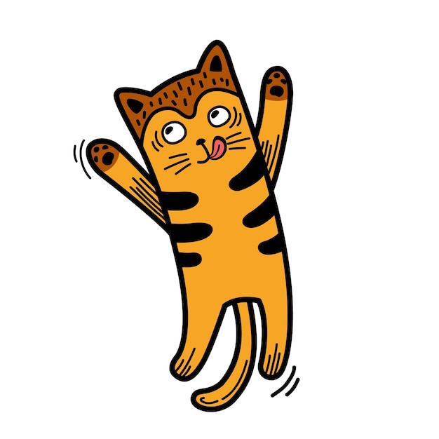 Vector de ilustración de personaje de gato dibujado a mano