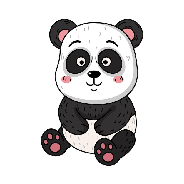 Vector de ilustración de personaje de panda dibujado a mano