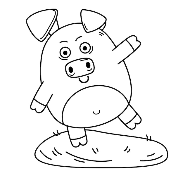 Vector de ilustración de personajes de cerdos dibujados a mano