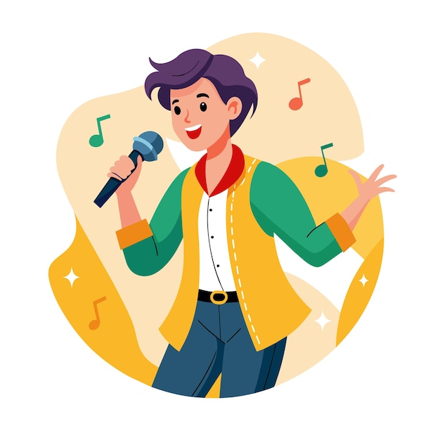 Vector de ilustración plana de alguien cantando