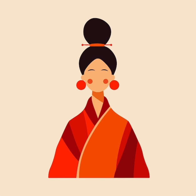 Vector de ilustración plana de la antigua mujer china