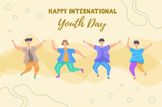 Vector de ilustración plana del día internacional de la juventud