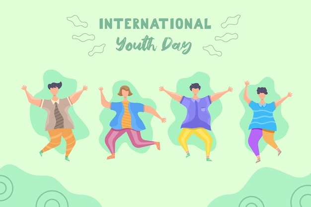 Vector de ilustración plana del día internacional de la juventud