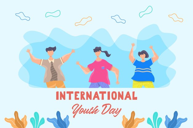 Vector de ilustración plana del día internacional de la juventud