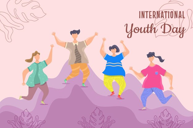 Vector de ilustración plana del día internacional de la juventud