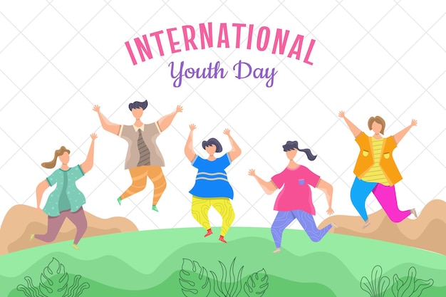 Vector vector de ilustración plana del día internacional de la juventud