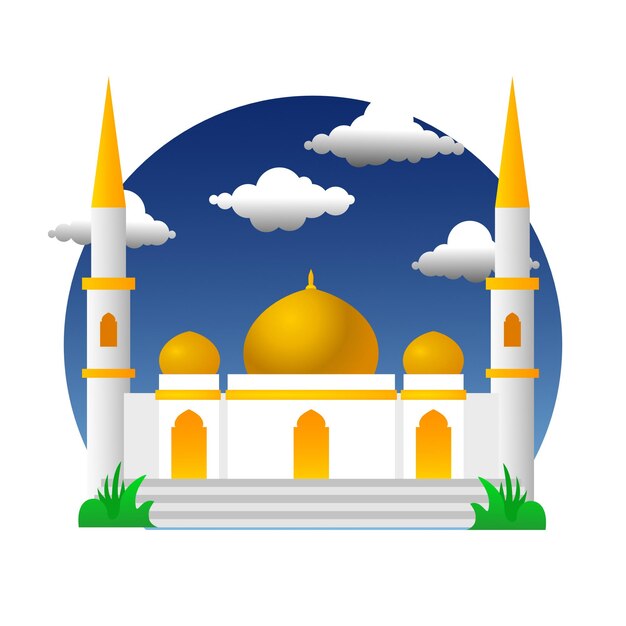 Vector de ilustración plana de edificio de mezquita