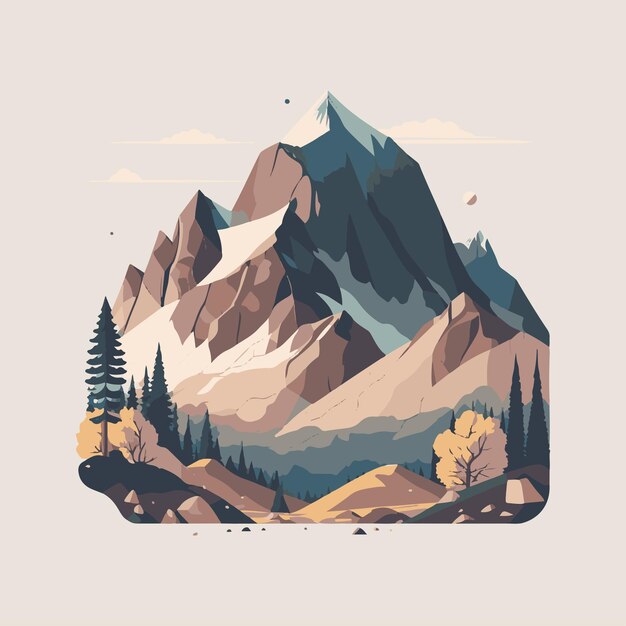 vector ilustración plana de montaña con vista al valle