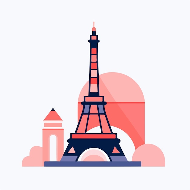 Vector vector de ilustración plana de la torre eiffel de parís