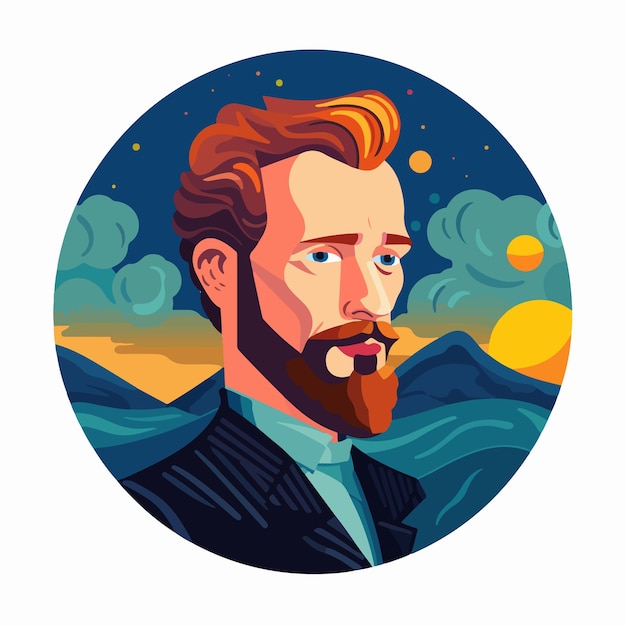 Vector de ilustración plana de Van Gogh