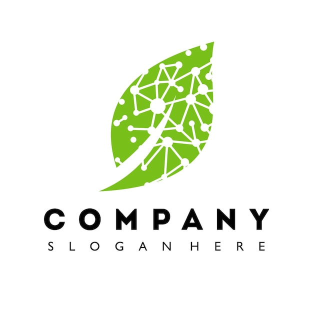 Vector de ilustración de plantilla de diseño de logotipo de icono de tecnología de hoja