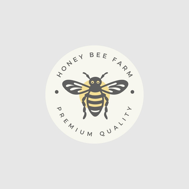 vector de ilustración de plantilla de logotipo de animales de abeja de miel vintage