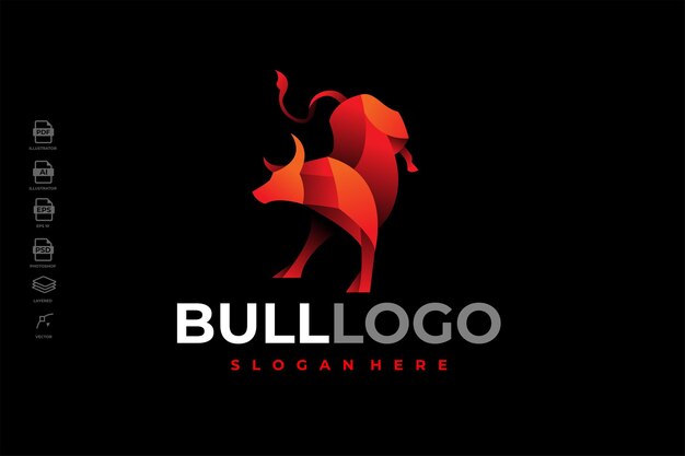 Vector de ilustración de plantilla de logotipo de buey toro colorido degradado moderno