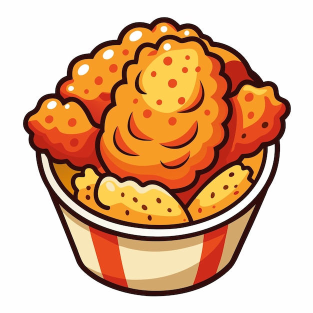 Vector de ilustración de pollo frito ideal para recetas y menús