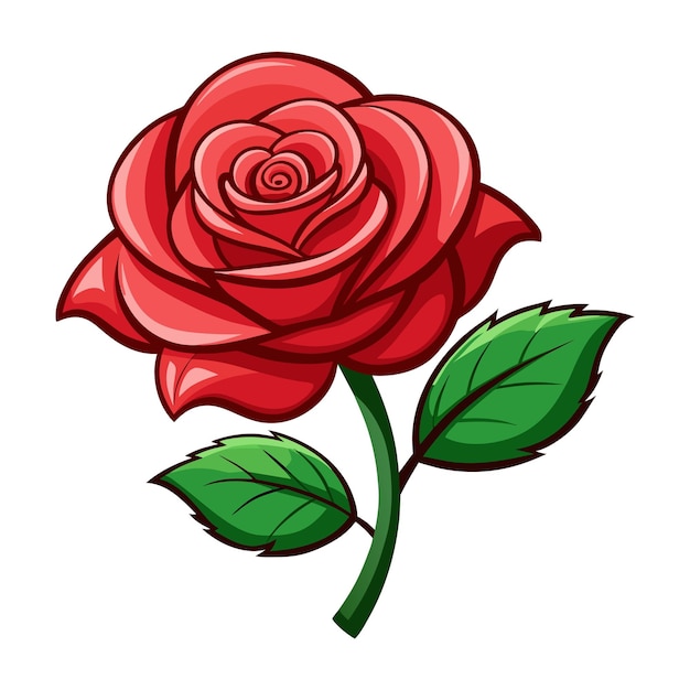 Vector vector de la ilustración de la rosa en blanco