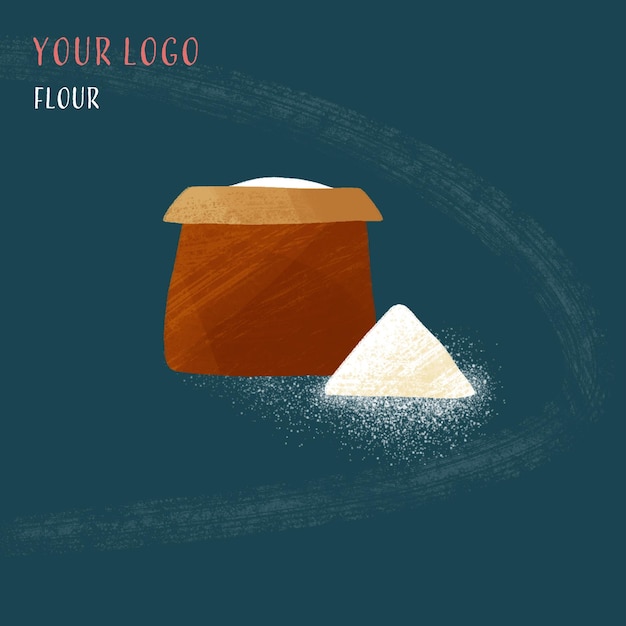 Vector Ilustración de un saco de arena y granos de harina, arroz, sal, azúcar para cocinar
