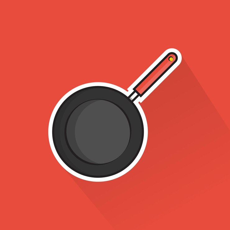 Vector de ilustración de sartén en diseño plano