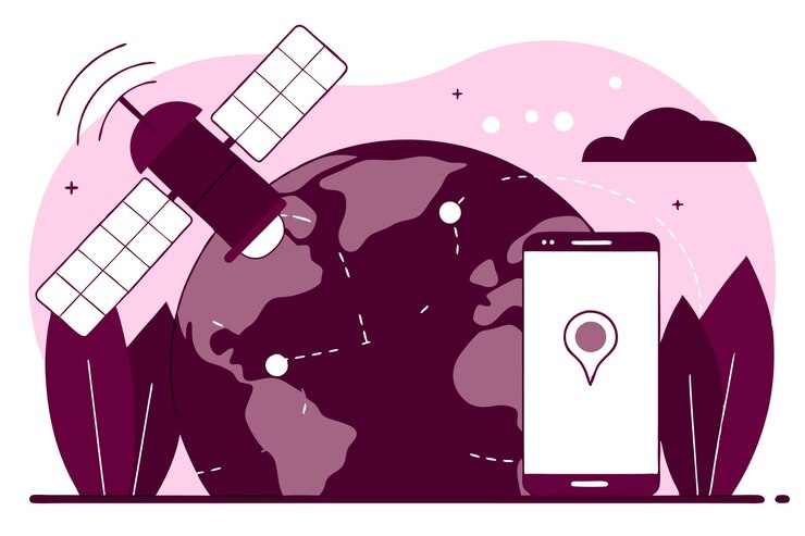 Vector vector de ilustración del servicio de localización por satélite gps en fondo blanco