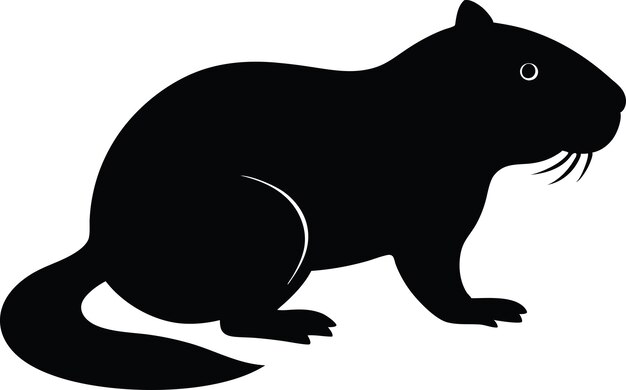 Vector de ilustración de la silueta negra de un castor