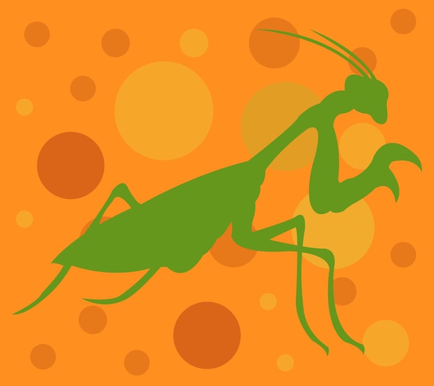 Vector vector de ilustración del símbolo de insecto del logotipo del icono de mantis sobre fondo naranja, resumen de mantis