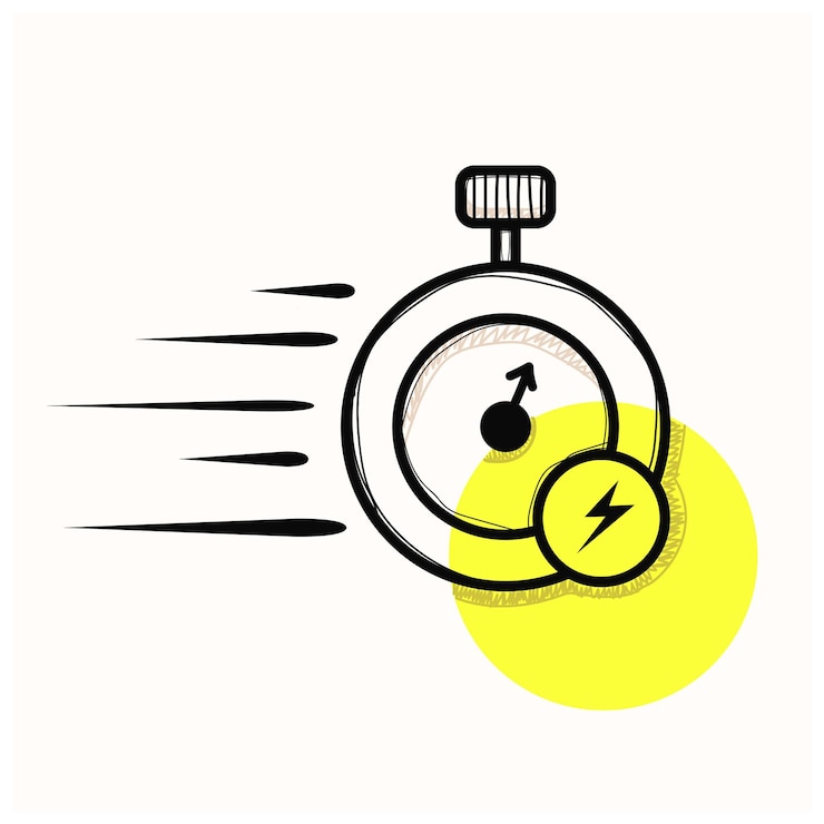 Vector vector de ilustración de símbolo de tiempo rápido de doodle dibujado a mano aislado