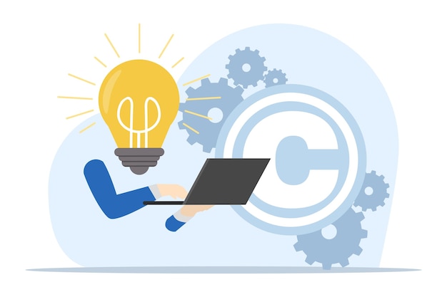 Vector ilustración sobre el concepto de propiedad intelectual o derechos de autor