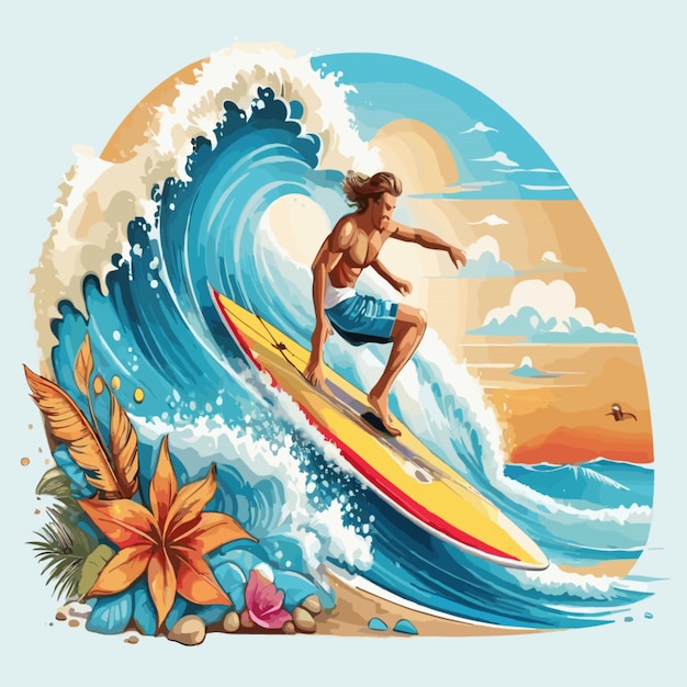 Vector vector de ilustración de surf