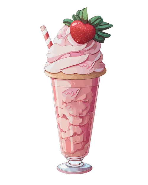 Vector vector ilustración trazada ilustración postre dulce en estilo realista con fresas jugosas