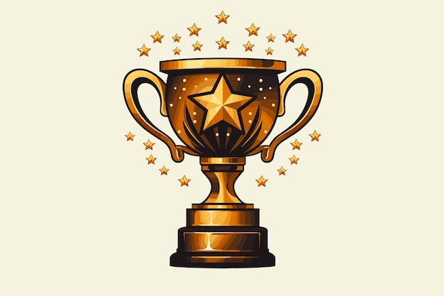 Vector de ilustración de trofeo de oro sobre un fondo blanco