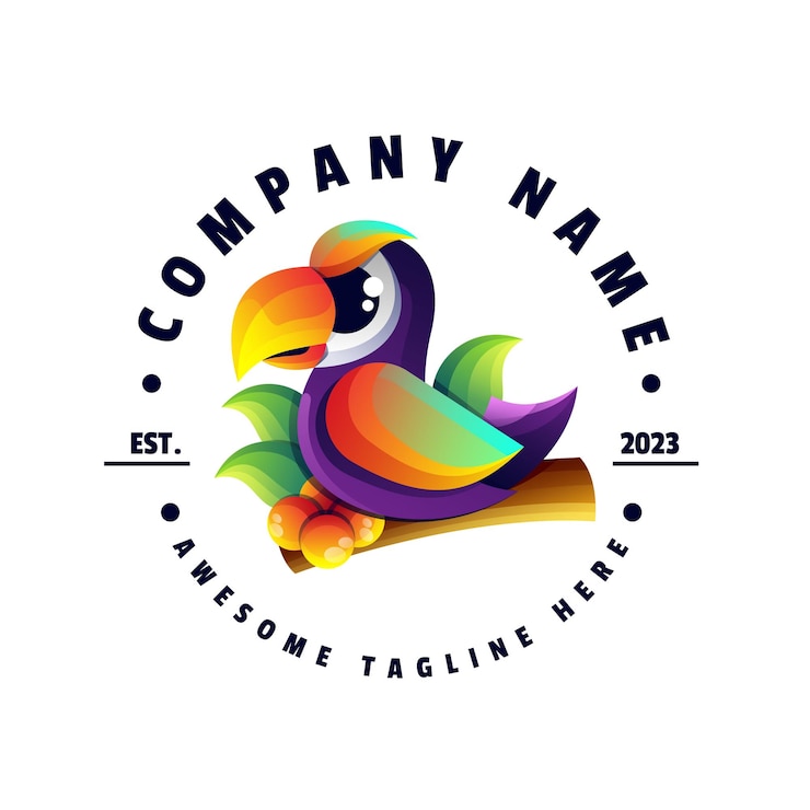 Vector vector de ilustración de tucán logotipo colorido