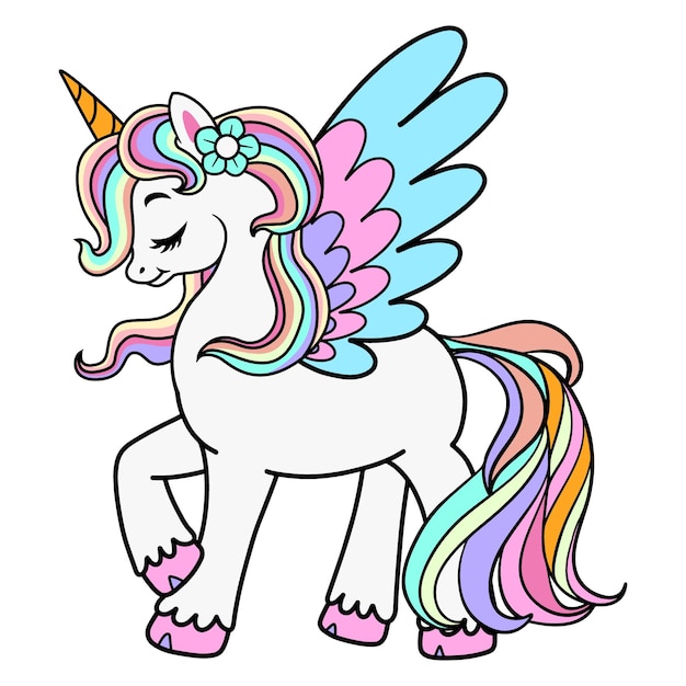 Vector de ilustración de unicornio de cara sonriente