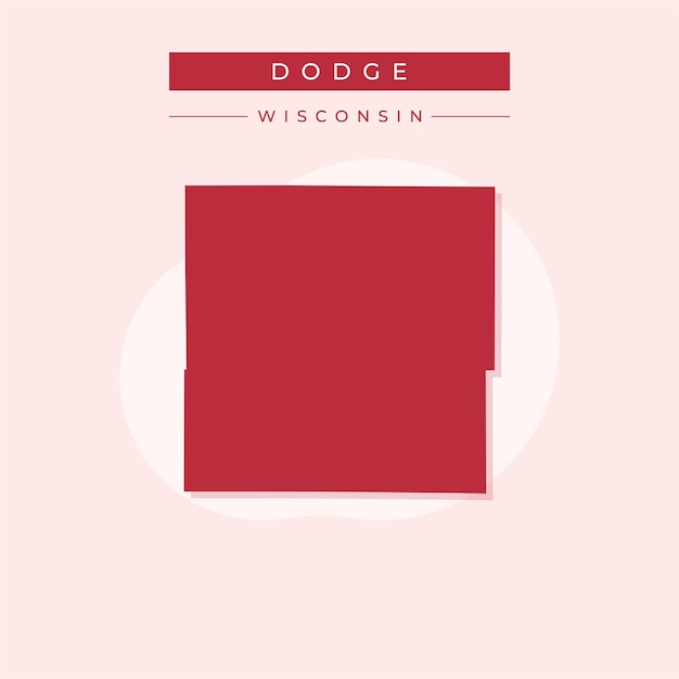 Vector de ilustración del vector del mapa de Dodge en el estado de Wisconsin